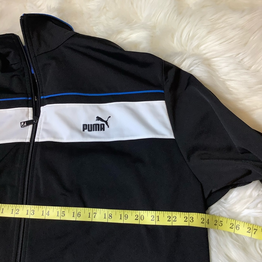Puma Athletic Track Jacket Men's XXL Color Block Black Blue Warm Up Workout - Picture 5 of 6